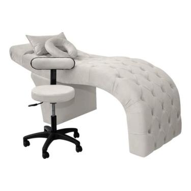 Imagem de Maca com Mocho Estética Facial Cílios E Sobrancelhas Veludo - SOFA STO