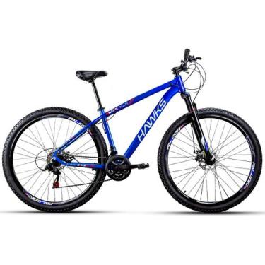 Imagem de Bicicleta Aro 29 Hawks Aluminio 24 Marchas cor azul hunter com branco 