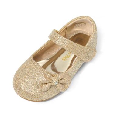 Imagem de Sapatos DREAM PAIRS Mary Jane Dourados com Laço Tamanho 10 Infantil