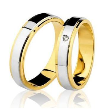 Imagem de Par Aliança Casamento Noivado Bodas de Prata Ouro 18 Kilates Pedra Bri