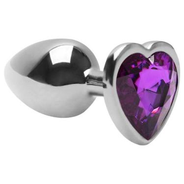 Imagem de Plug Anal Grande Metal Cromado Com Coração Brilhante 9,5x4cm - SutilSe