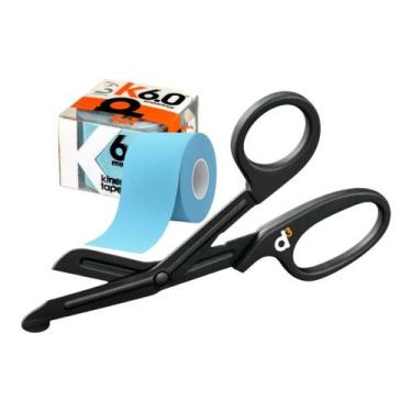 Imagem de Kit Bandagem Elástica Hipoalergênica D3 Tape K6 Kinesiology + Tesoura 