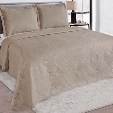 Imagem de Kit Colcha Plaza Casal 220x240cm Porta-Travesseiros Bege - Camesa