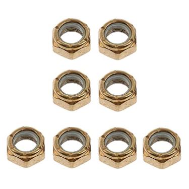 Imagem de Baoblaze Pacote com 8 peças de reposição de porcas de eixo de metal porcas Kingpin para skate Longboard Trucks Dourado - Dourado, 7 x 10 x 14 mm para Kingpin
