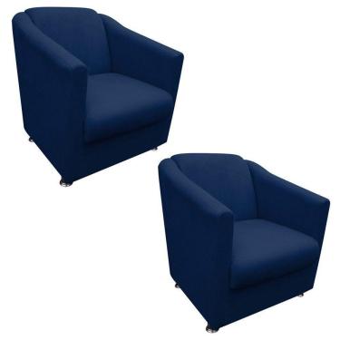 Imagem de Kit 02 Poltronas Decorativa Bia Suede Azul Marinho