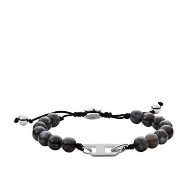 Imagem de Diesel Pulseira masculina de aço inoxidável e contas, One Size, Aço inoxidável, Sem pedras preciosas
