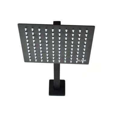 Imagem de Ducha Chuveiro Aquecedor Solar Gás Quadrado Preto 20X20Cms