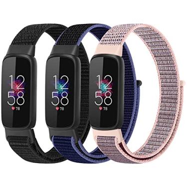 Imagem de PBFairyy Pulseiras de nylon compatíveis com Fitbit Luxe, tecido respirável ajustável, pulseira esportiva de substituição macia para Fitbit Luxe, monitor de fitness e bem-estar para mulheres e homens