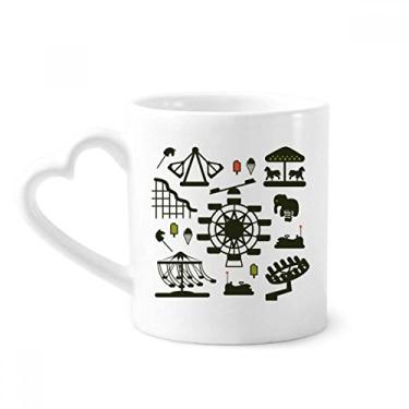 Imagem de Caneca com contorno de parque de diversões verde escuro caneca de café cerâmica copo de coração de vidro