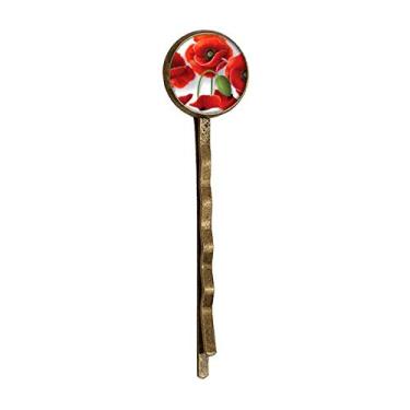 Imagem de Pino de cabelo de metal retrô com pétalas de milho para pintura de flores vermelhas