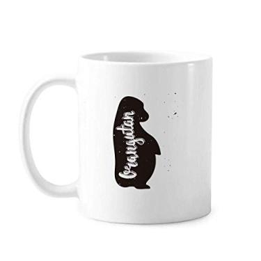 Imagem de Orangotango Caneca de cerâmica preta e branca de animal, copo de porcelana de café