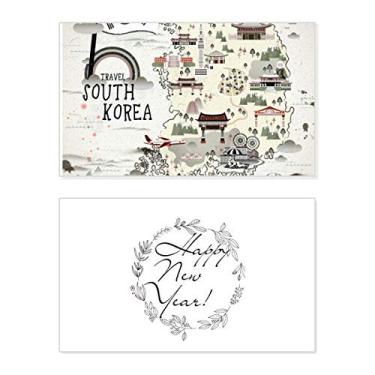 Imagem de Mapa da Coreia do Sul Marcos de Ano Novo Festival Cartão de felicitações Bless Mensagem Presente