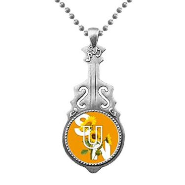 Imagem de OFFbb-USA Pingente de girassol, girassol, melão, joias, música, guitarra, torque