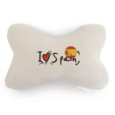 Imagem de DIYthinker I Love Spain Bandeira de Palavra Amor Ilustração Coração Carro Decoração Pescoço Almofada Almofada Almofada Almofada