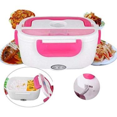 Imagem de Marmita Elétrica Portátil com Divisórias Tomada 110v Electronic Lunchbox Laranja ou Rosa Cor:Laranja