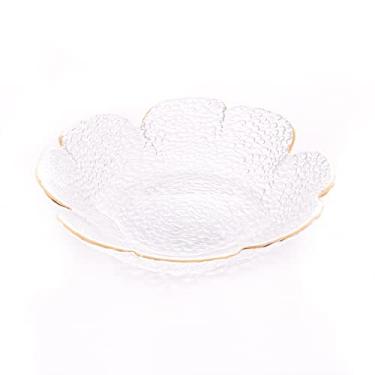 Imagem de BOWL DE CRISTAL MARTELADO WOLFF 14,5x3,5CM TAJ FLOR TRANSPARENTE COM BORDA DOURADA
