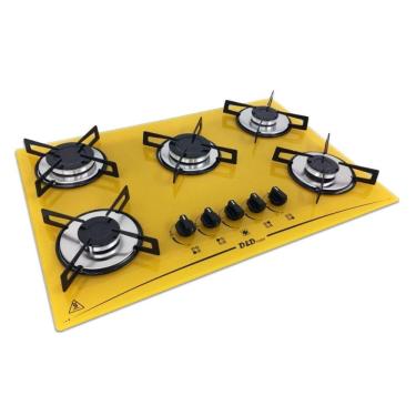 Imagem de Fogão cooktop 5 bocas amarelo com acendimento automatico