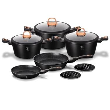 Imagem de Jogo Panelas 10 peças Tripla Camada de Marmore Black Rose Gold Preta Berlinger Haus