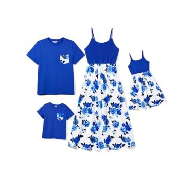 Imagem de PATPAT Conjuntos de camisetas de manga curta e estampa de girassol com estampa de girassol, conjunto de camisetas para a família, Safira azul, GG