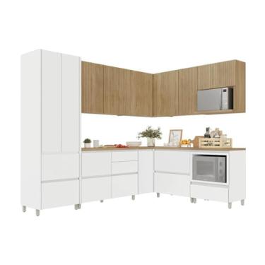 Imagem de Cozinha Completa Mdf 9 Peças Nesher Rainha Branco Marrom