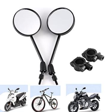 Imagem de Espelho retrovisor lateral redondo de 10 cm, espelho retrovisor de 8 mm para 22 mm, motocicleta scooter guidão de bicicleta elétrica (preto A)