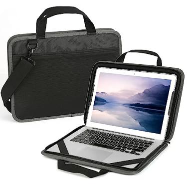 Imagem de CDBXPRG Capa para laptop de 13 a 14 polegadas, capa de computador à prova de choque para HP, bolsa de ombro protetora para laptop para MacBook Air/MacBook Pro, Dell, Lenovo, Chromebook (preto)