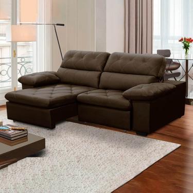 Imagem de Sofa Retratil Reclinavel 2 Lugares 2,40 Crystal Veludo  Marrom LansofBR