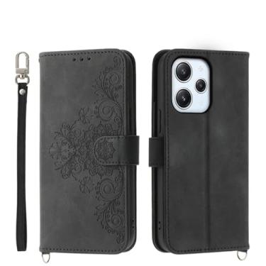 Imagem de Capa de carteira de couro com cordão para Xiaomi Note 12 Pro Plus 5G 11s 11 A1 Plus A2 12T 11T Crossbody Book Bag Capa, preta, para POCO X5Pro 5G