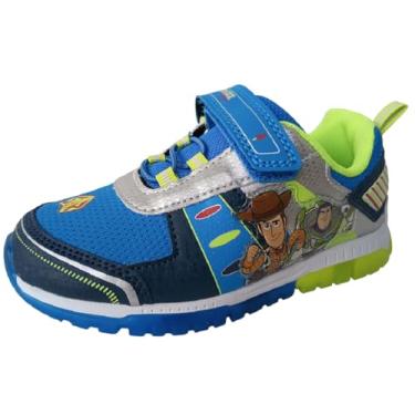 Imagem de Disney Tênis infantil Toy Story Woody Buzz Lightyear Light Up, Azul-marinho/limão, 26 BR