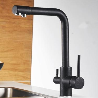 Imagem de Torneiras de lavatório Torneiras de cozinha com filtro Torneira misturadora montada no deck Rotação 360 com purificação de água Características Torneira misturadora, cor preta com ponto