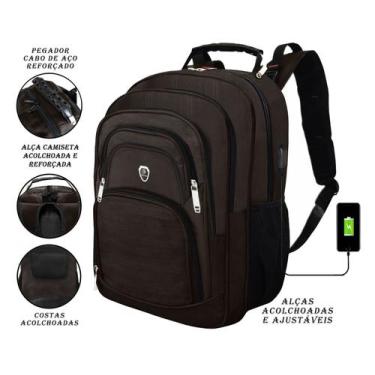 Imagem de Mochila Masculina Feminina Notebook Reforçada Impermeavel Saída USB/FO