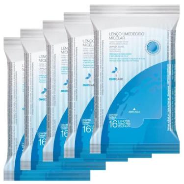 Imagem de Kit 5 Lenços Umedecidos Micelar Limpa Pele Demaquilante - One Care