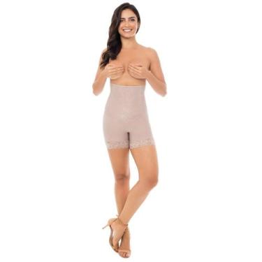 Imagem de Short Modelador Plié Boxer Lace Cintura Alta Com Renda, Blush, GG