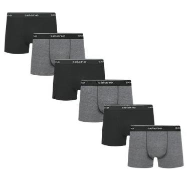 Imagem de 6 Cuecas Boxer Box Selene Em Algodão Cotton, Preto, Cinza, M