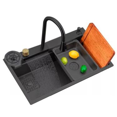 Imagem de Cuba Goumert Cozinha Pia Inox Torneira Cascata Lavador Copos Dispenser