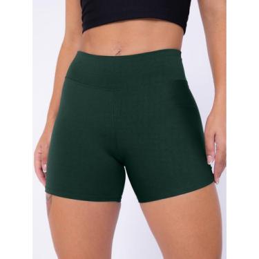 Imagem de Shorts Academia Feminino Suplex Básico Preto Donna Martins, Verde escu
