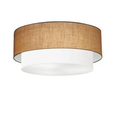 Imagem de Plafon Para Quarto Cilíndrico SQ-3065 Cúpula Cor Palha Branco - Vivare