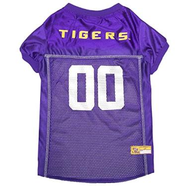 Imagem de Pets First NCAA College Louisiana State University LSU Tigers malha Jersey para cães e gatos, tamanho GG, camiseta licenciada para cães com o seu time favorito de futebol/basquete universitário
