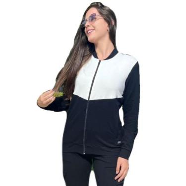 Imagem de Jaqueta Bomber Feminina Manga Longa Gola Esporte Bolso Lateral Zíper F