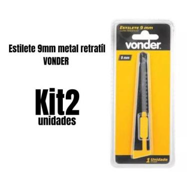 Imagem de Kit de 2 unidades estilete vonder 9mm metal retratil
