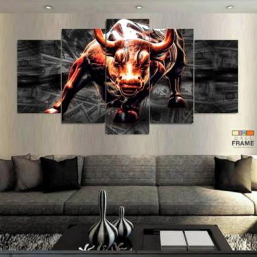 Imagem de Quadro Decorativo Touro De Wall Street Dólar 130x63 Cm - NEYRAD