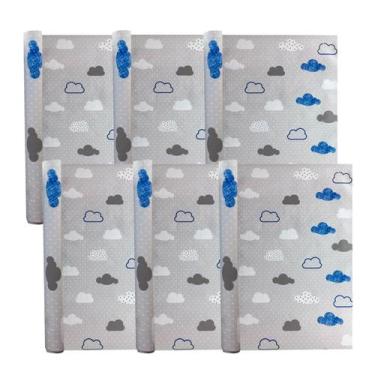 Imagem de 6 Rolos Adesivo Decorativo Parede Nuvens 45cmX5m PVC Vinil - Inter.P