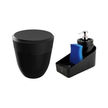 Imagem de Kit Cozinha Lixeira 2,5L Organizador De Pia Com Dispenser Detergente P