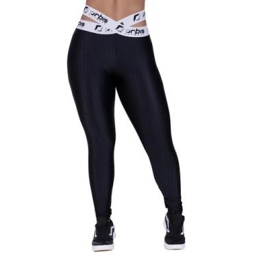Imagem de Calça Legging Fitness Feminino Cós Elástico Transpasse Cirrê 3D Alta O