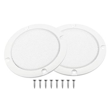 Imagem de X AUTOHAUX 2 peças 7,6 cm capa de alto-falante de metal para carro malha subwoofer grade protetor de buzina com 8 parafusos branco