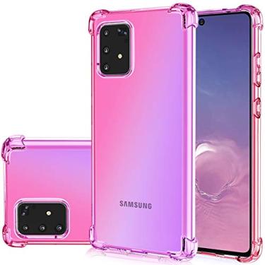 Imagem de Gufuwo Capa para Samsung S10 Lite, Galaxy A91 e M80s - TPU Transparente e Fina, Gradiente Rosa, Absorção de Choque