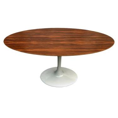 Imagem de Mesa Saarinen Oval Pau Ferro 198x122cm - Base Branca - mgsaarinen