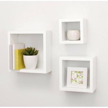 Imagem de  Nichos Decorativo Branco  kit 3 peças MDF Quarto Bebe Sala Hall Pared