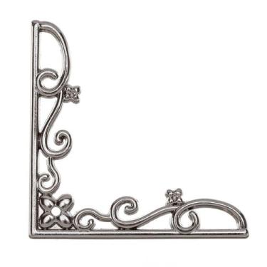 Imagem de Cantoneira Fina Flor Grande 4 Peças Enfeite Espelho Bandeja - Metallic