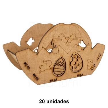 Imagem de 20 Cesta M Páscoa Coelho Mdf Ifood Presente Chocolate - Madelumi